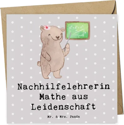 Produktbild von Mr. & Mrs. Panda Glückwunschkarte Nachhilfelehrerin Mathe Leidenschaft - Grau Pastell - Geschenk, doppelkarte, anlasskarte, Klappkarte, Grußkarte, Spruch, Nachhilfe