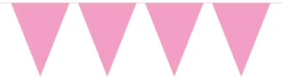 Vlaggenslinger, 10 m, 15 Wimpel, 30 x 18 cm, Rosa