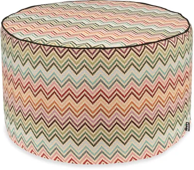 Produktbild von H.O.C.K. Maribel Outdoor Hocker Pouf rund mit Keder ø60x40cm col. 1 multi Zick-Zack sun boho