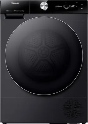 Produktbild von Hisense 7S Freistehender Wäschetrockner mit Wärmepumpe, 10 kg, Freistehend, Frontlader, Wärmepumpe, Schwarz, Tasten, Drehregler, Touchsteuerung, Rechts