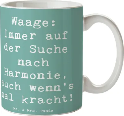 Produktbild von Mr. & Mrs. Panda Kaffeetasse Spruch Waagen Harmonie - Meeresbrise - Geschenk, Luftzeichen, Harmonie-Liebhaber, Becher, Sternzeichen, Geschenke, Konfliktlösung, Astrologie