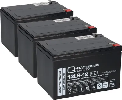 Image de Batterie compatible pour scooter électrique, quad électrique, vélo électrique 36 V 3 x 12 V 12 Ah AGM QB