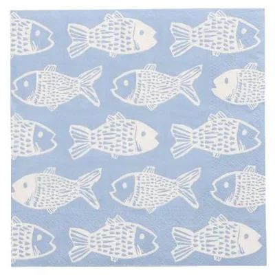 Produktbild von Servietten, 3-lagig 1/4-Falz 33 cm x 33 cm "Fish"