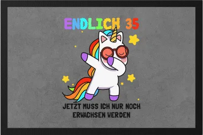 Produktbild von Endlich 35 Fußmatte Geburtstag Einhorn Lustig Spruch Frauen Geschenkidee Mädchen 35. Geburtstag 35 Jahre