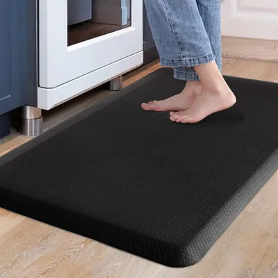 Produktbild von Rutschfeste Küchenmatte, Anti-Ermüdungsmatte, Küchenmatte, rutschfeste Schaumstoffmatte, waschbare PVC-Fußmatte, Küchenmatte, Bodenmatte (schwarz, 44 x 70 cm)