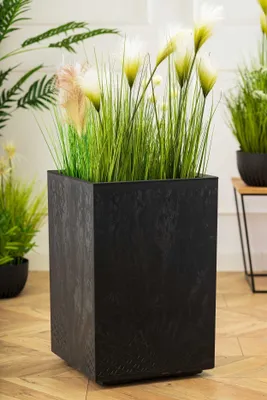 Produktbild von HowHomely 36L Blumentopf Betonique 58 cm Höhe, Pflanzkübel, Schwarz Übertopf für garten balkon