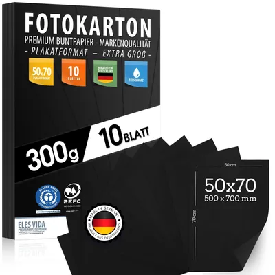Zdjęcie produktu dla Czarny karton fotograficzny, 300 g/m², format 50x70 cm, idealny do projektów kreatywnych