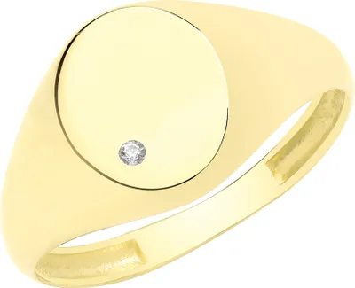 Produktbild von 9 Karat (375) Gold Herren/Damen - Monarchenring / Siegelring mit Zirkonia, 46 (14.6); TRS35165RSG