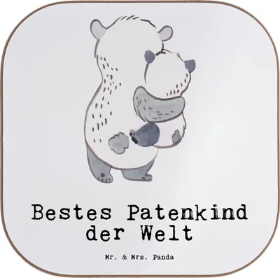 Produktbild von Mr. & Mrs. Panda Tischschoner Panda Bestes Patenkind der Welt - Weiß - Geschenk, Taufe, Coaster, Pate, Patentante, Nichte, Untersetzer für Gläser, gläseruntersetzer