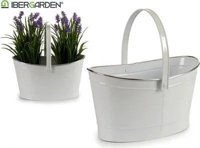 Produktbild von Ovaler silberner Korb - Pflanzgefäss - Dekoration Garten 49094
