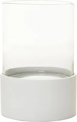 Produktbild von VIVANNO Windlicht Fiberglas CANDIRA Rund, Weiß matt - 20x28 cm