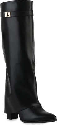 Produktbild von VAN HILL Damen Klassische Stiefel Spitze Schnallen Schuhe 841807, Farbe: Schwarz, Größe: 36
