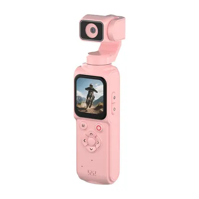Produktbild von 4K-Taschen-Actionkamera mit Touchscreen und Bildstabilisierung – Sport-Bodycam, tragbarer kleiner Videorekorder, digitale Vlog-Kamera für YouTube, rosa