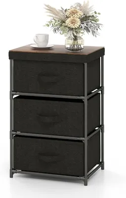 Zdjęcie produktu dla Komoda KOMFOTTEU z 3 wyjmowanymi i składanymi szufladami, szafka z tkaniny, solidna metalowa rama, 20 x 48 x 76 cm (dł. x szer. x wys.)