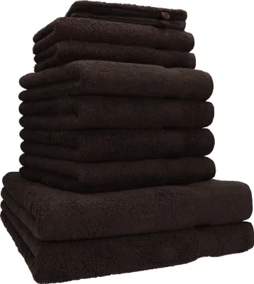 Produktbild von Betz 10-tlg. Handtuch-Set PREMIUM 2 Duschtücher 4 Handtücher 2 Gästetücher 2 Waschhandschuhe  Farbe: dunkelbraun