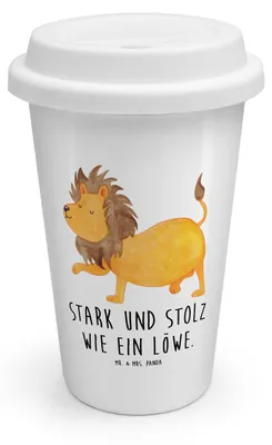 Produktbild von Mr. & Mrs. Panda ToGo Kaffeebecher Sternzeichen Löwe - Weiß - Geschenk, To Go, Juli, König Der Tiere, Coffee Becher, Thermokaffeebecher, Geburtstag August, Thermobecher