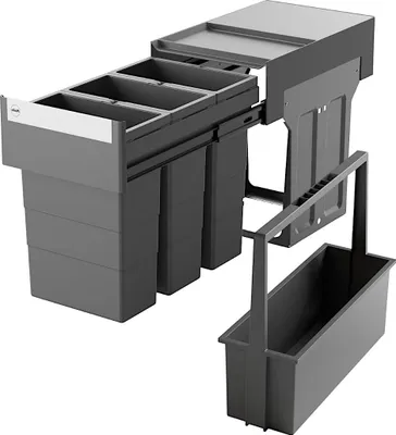 Image de Poubelle Hailo 3666921 avec support Carry 2 gris foncé
