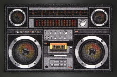 Produktbild von Fußmatte Ghettoblaster 60x40 cm bedruckt rutschfester Gummirand für Innen & Außen