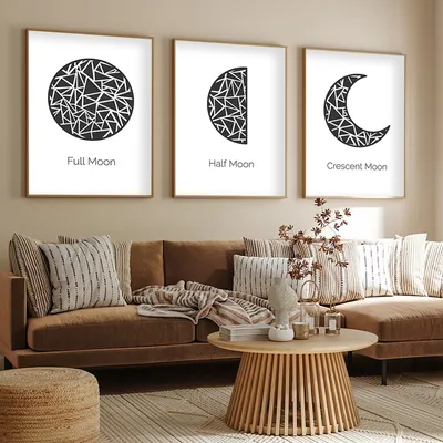 Produktbild von Wallity, Huhu225 - 50 x 70, Dekorativ gerahmtes MDF-Gemälde (3 Stück), Mehrfarbig, 100 % MDF, 50 x 70 cm