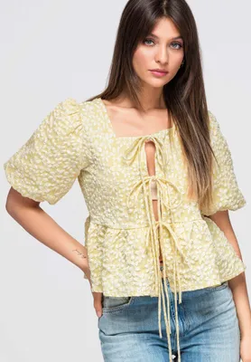 Produktbild von LARICA Bluse V-1 romantisch modern vintage OW-TS-E0048 yellow L