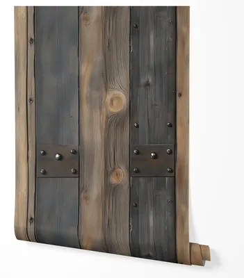 Produktbild von Selbstklebende Tapete Möbelfolie Holzoptik Industrial Vintage Wandtapete Holzpaneele mit Metall Nieten Wohnzimmer Schlafzimmer Küche Flur Loft Design Abwaschbar 2,5m x 0,5m