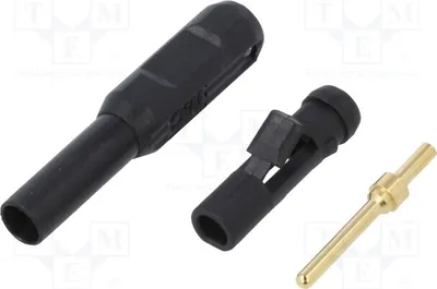 Produktbild von 1x Stecker vergoldet 2mm Bananen schwarz  Anschlüsse: Löten 65.3324-21 Bananenstecker
