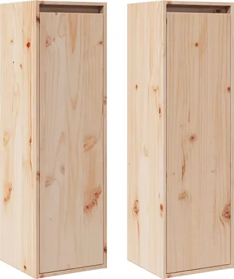 Two identical wooden cabinets are shown side-by-side against a white background.