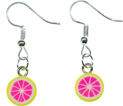 Produktbild von Grapefruit Ohrringe Miniblings Hänger Frucht Orange Zitrone Scheibe pink gelb