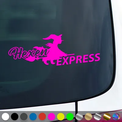 Produktbild von PantherPixel Hexen Express Aufkleber Gothic Esoterik Magische Besen Sticker Auto Geschenkidee Farbe Neon-Pink