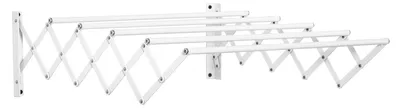 Produktbild von Wäscheständer ausziehbar Wandmontage klappbar pulverbeschichteter Stahl 5 Streben je 2 kg Platzsparend WeiØ 63,5 x 60 x 20 cm