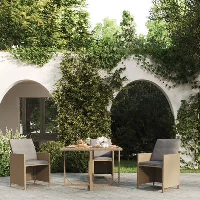 Produktbild von The Living Store Gartentisch Beige 109x107x74 cm Poly Rattan und Glas