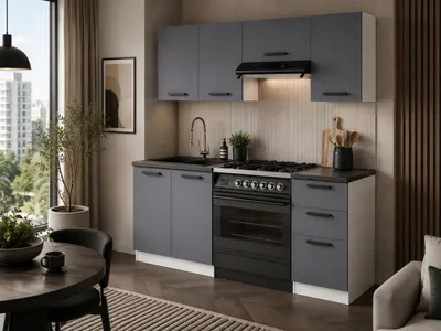 Produktbild von ULWEHOME | Küchenzeile 180 cm Anthrazit, Küchenmöbel-Set Grafit mit Hängeschränken, Küchenunterschrank mit 3 Schubladen & 40 cm Arbeitsplatte