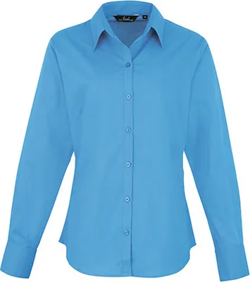 Produktbild von Premier Workwear , Women´s Poplin Long Sleeve Blouse , Sapphire , 34 (XXS/6)
