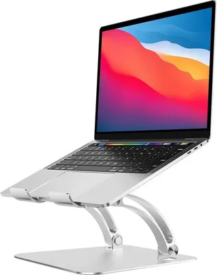 Obrázok produktu pre Ergonomický držiak na notebook do kancelárie – s nastaviteľnou výškou – pre všetky notebooky s uhlopriečkou 10–16 palcov – hliník