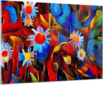 Produktbild von Bilder auf glas - Blume Abstraktion - 100x70cm - Glasbilder - Wandbilder - Kunstdruck - zum Aufhängen bereit - Wanddekoration aus Glas - Glas Bilder - Wandbild auf Glas - Einteilig - GAA100x70-3466