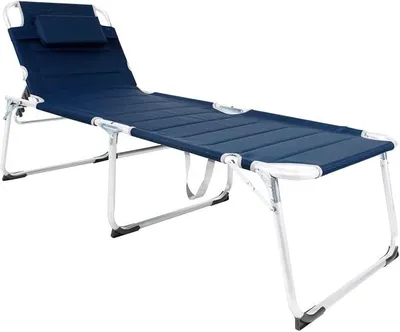Produktbild von Gartenliege Sonnenliege Relaxliege Liege Aluminium mit Kissen gepolstert klappbar Dunkelblau L200xB70xH45/95cm
