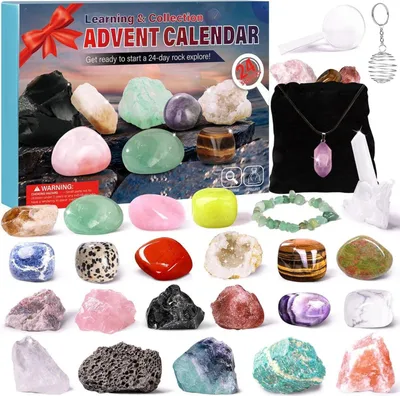 Produktbild von Kristalle Adventskalender 2024 für Kinder - Gesteine Mineralien Weihnachtsgeschenk