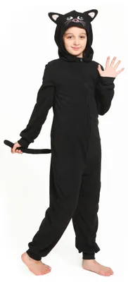 Produktbild von Sincere Party Schwarze Katze Onesie Fleece Kostüm für Kinder