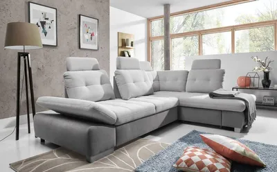 Immagine prodotto di Divano ad angolo, divano a forma di L, divano componibile, divano in tessuto, divano letto, divano trasformabile in letto