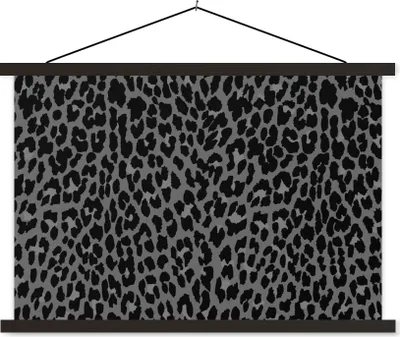 Produktbild von MuchoWow® Textilposter Pantherdruck - Muster - Grau 120x80 cm mit schwarzem Rahmen - Wanddeko