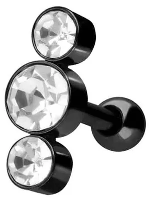 Produktbild von Ohrpiercing Chirurgenstahl Ohrpiercing 3 KRISTALLE