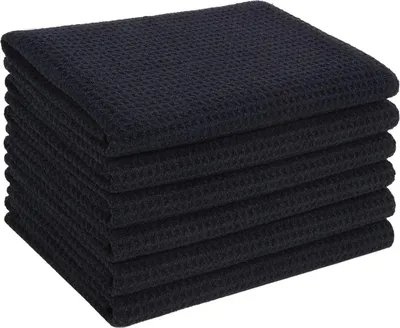 Produktbild von 6er Pack Mikrofaser Trockentücher Waffelgewebe Geschirrtücher 40x56cm Schwarz