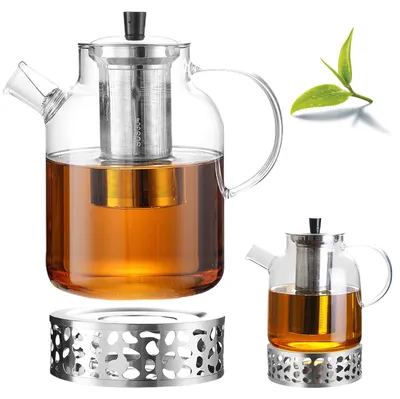 Gläserne Teekanne mit Teesieb, 1800 ml, Borosilikatglas