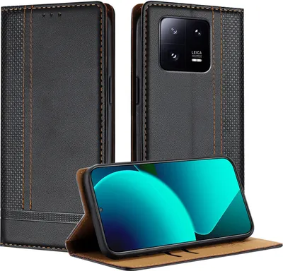Obrázek produktu pro Pouzdro pro Xiaomi 13 Pro kožené flipové pouzdro s funkcí stojánku černé