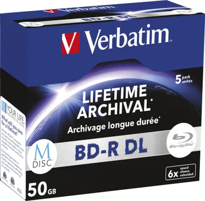 Produktbild von Verbatim M-DISC BD-R DL 50GB/1-6x Jewelcase (5 Disc)