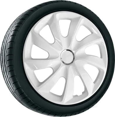 Produktbild von NRM Radkappen STIG, Weiß 14" Zoll. (4 x Universal Radzierblenden/Radkappen)