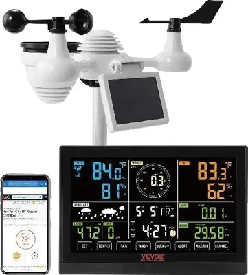 Obrázek produktu pro Meteorologická stanice Wi-Fi, barevný displej, bezdrátový venkovní senzor napájený solární energií
