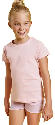Zdjęcie produktu dla Krótki T-shirt z bawełny (100%) dla dziewczynek, dopasowany krój, okrągły dekolt