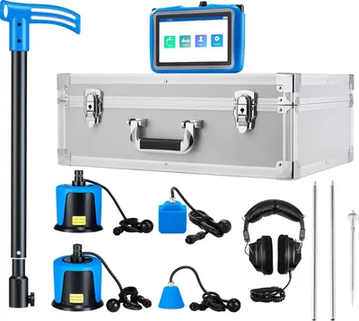 Immagine prodotto di SucceBuy rilevatore di perdite d'acqua nelle tubature con 4 sensori, 1 Hz-10000 Hz, touchscreen da 7 pollici, localizzatore di tubature sotterranee con 3 aste di ascolto, cuffie, scheda di memoria da 8 GB e custodia per il trasporto