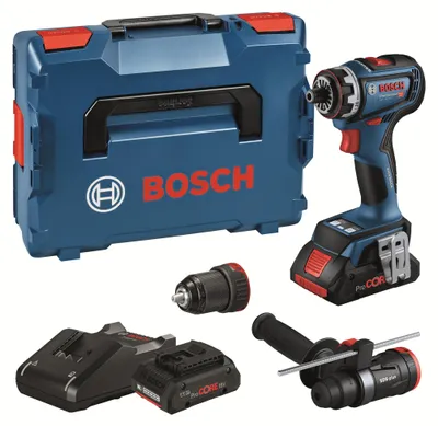 Produktbild von Bosch Akku-Bohrschrauber GSR 18V-90 FC, incl. 2x Akku ProCORE 4 Ah, Schnellladegerät, Zubehör, L-BOXX